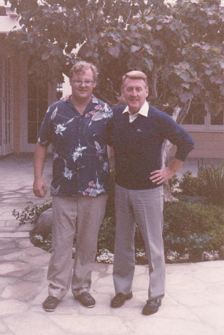 I'm hoping the Dodgers win the World Series for Vince Scully. This picture was taken in the early 80's when I was supervising a crew working at his home for several weeks.