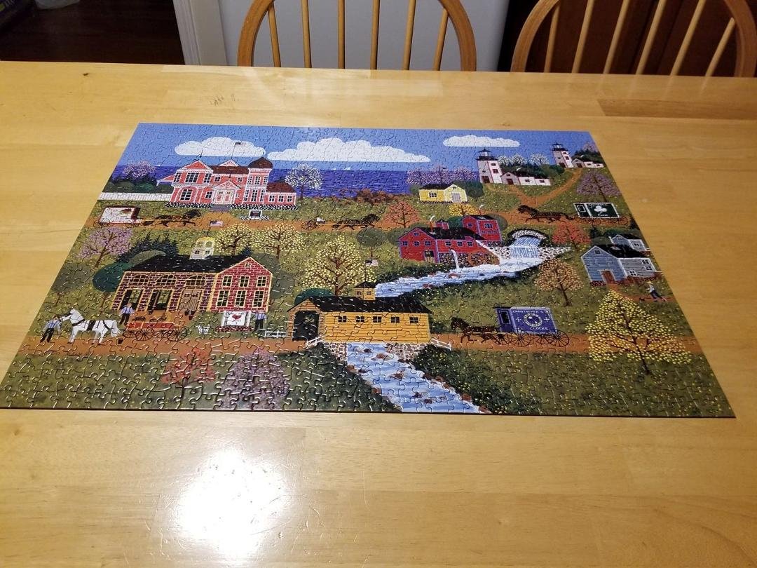 I bought this fun 1000 piece puzzle at the Salvation Army Thrift Store in Seneca for 49 cents.  And all the pieces were there.