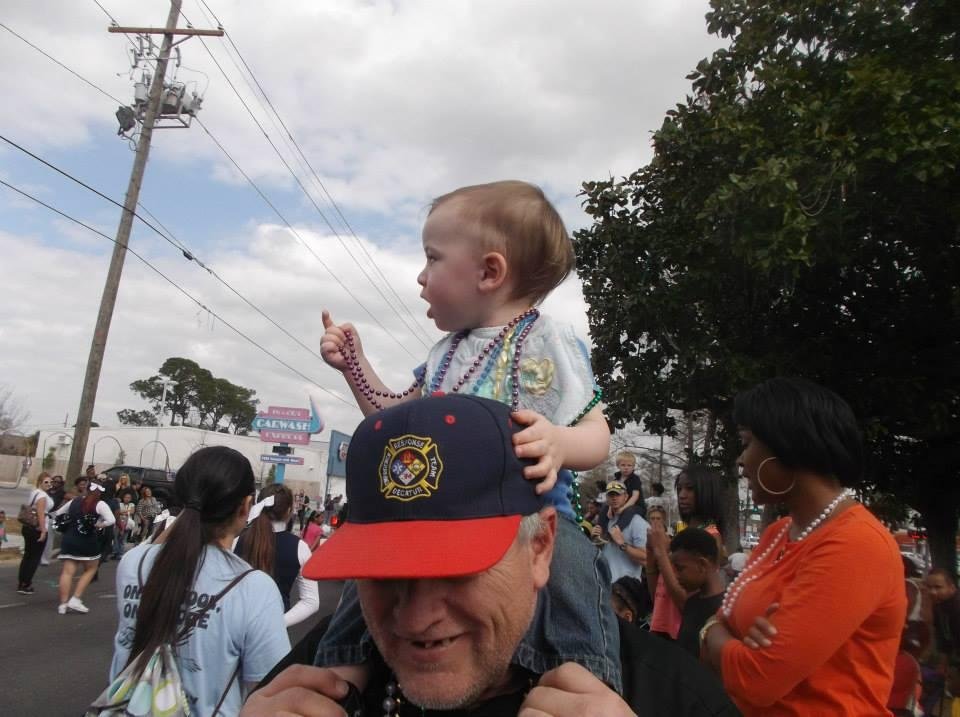 Grandson & me at parade in Metairie, Louisiana