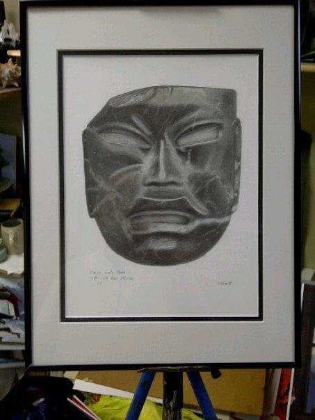 Olmec jade mask 400-600 BC....graphite
