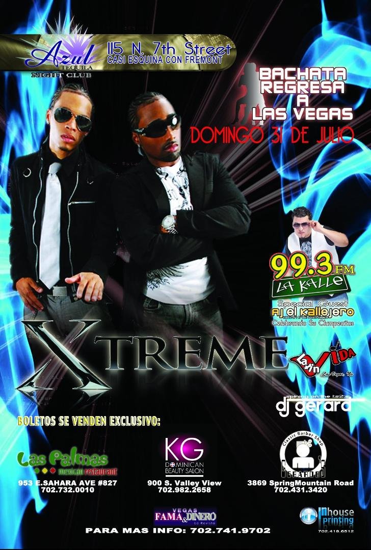 its going to be crazy on sunday ..dont forget to get your xtream tickets for this sunday at AZULE TEQILA 115 N 7th street esquina con fremont 18 + EVENT DOORS OPEN AT 9 PM ...AN ALL NITE CONCERT opening up is Nubia la cuban