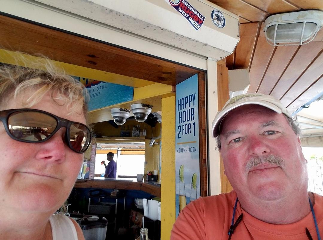 Greetings from sunset beach bar. Happy anniversary AUSTIN and Stephany