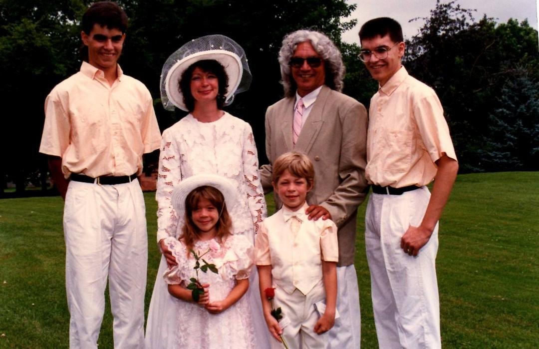 Happy Anniversary to my amazing husband. We met 29 years ago to this day and married a year later. This is our family as it was on that special day. It's become even more awesome since then!