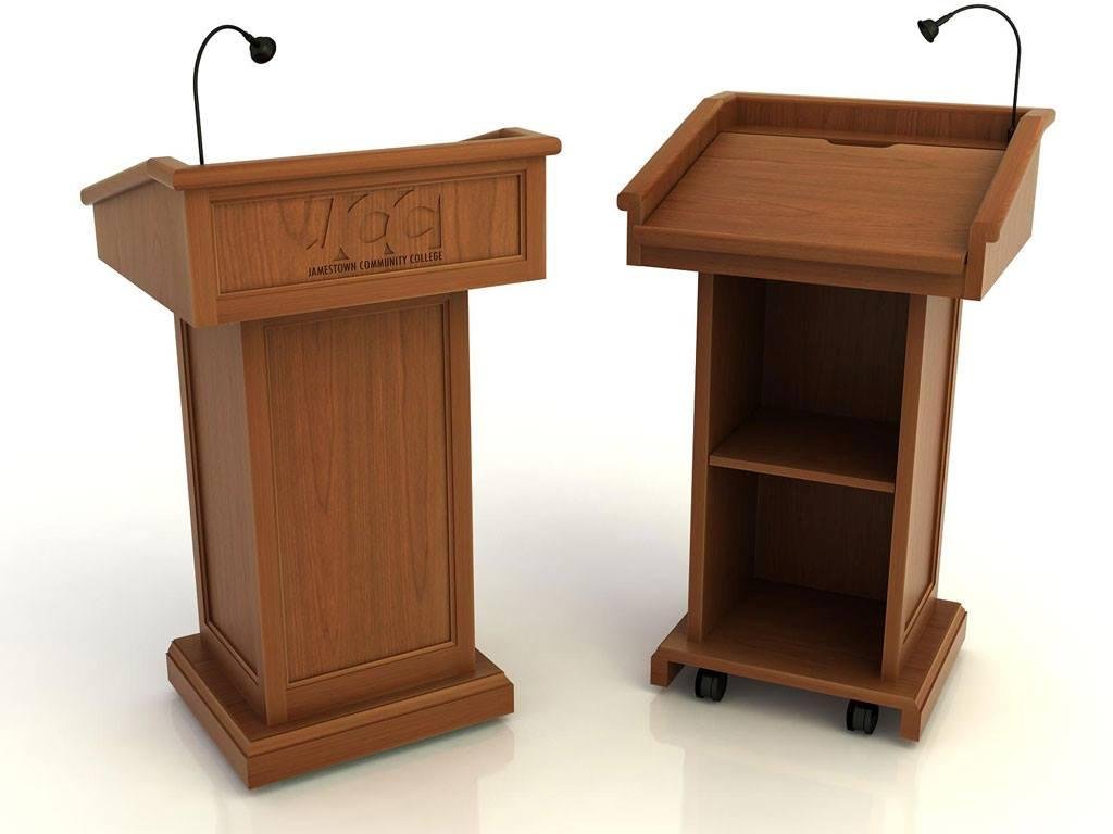 Join my campaign: Save the "lectern" (see illustration below). Too many people (or tv newspeople) say "podium" when they really mean one of these. (A "podium" is something a conductor stands upon. A "lectern" is what a spea
