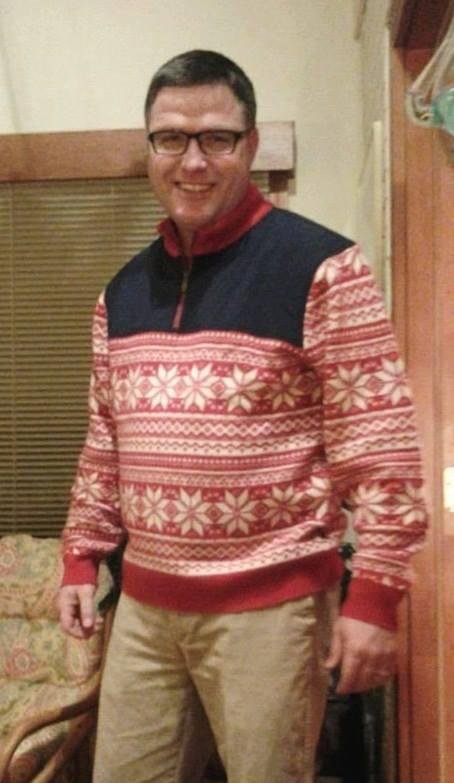 Christmas Sweater! Always the Fashion Plate!