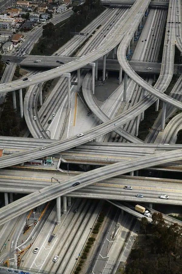Picture of a freeway and interchange in Los Angeles.