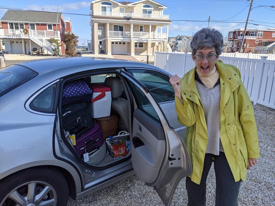 The slightly stuffed car as we about to leave. Bike rack w/ 2 bikes not shown, as we headed back to MKE 948 miles.