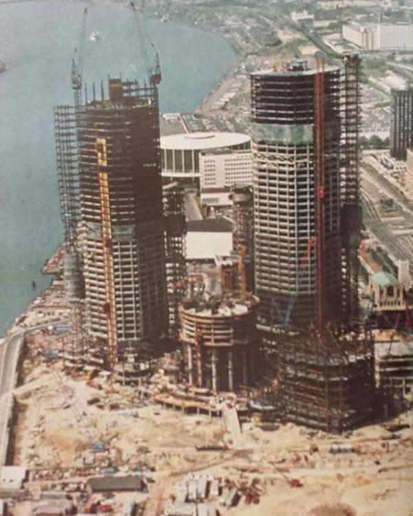 Detroit's Ren Cen when it was being built in the 1970s.