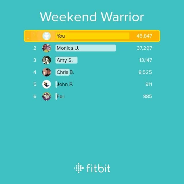 I took 45,847 steps in the Weekend Warrior challenge! #fitbit
