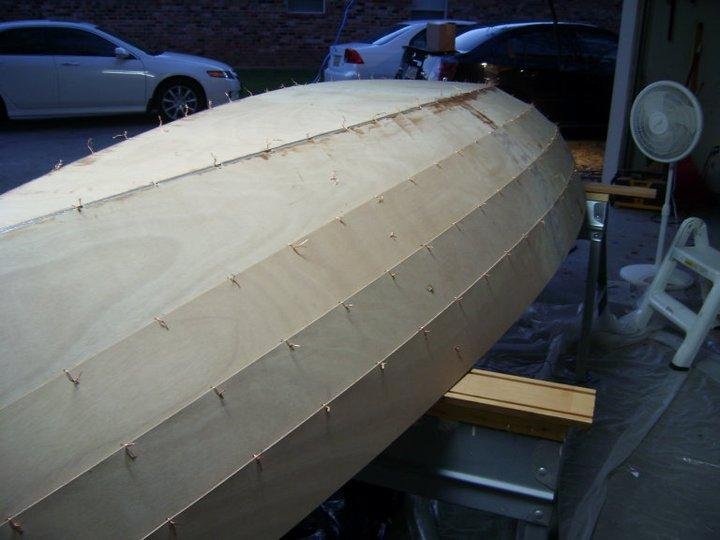 Flipped boat over...next step glue joints with mix epoxy.