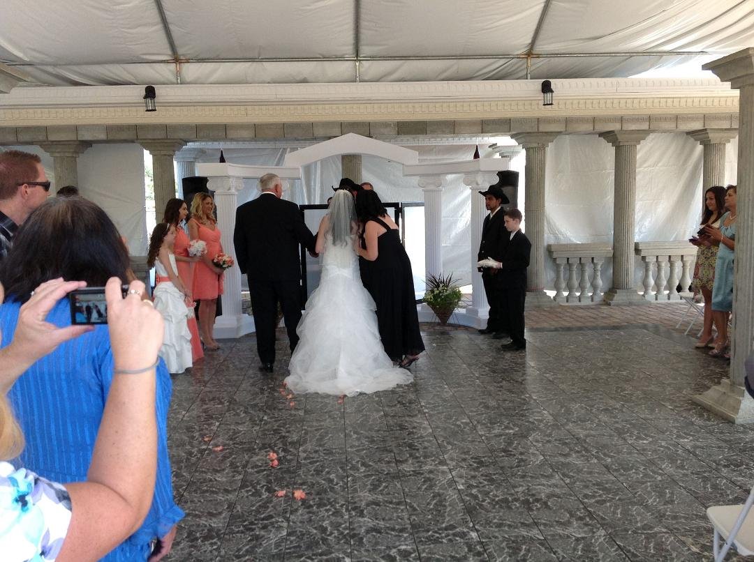 Bride reaching the alter