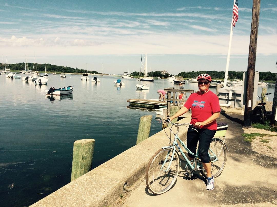 Lyn at a brief on the Sea to Shinning Sea Bike Trail Falmouth Cape Cod