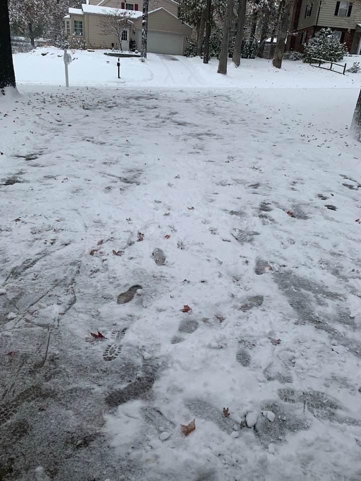 Bev won’t let me shovel (thankfully) so this is what a leaf blower can do.