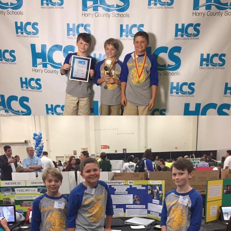 My oldest grandson and his team took first place in the Horry County School district Technology Fair. So proud of him.