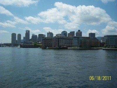 The skyline of Boston, as seen from the harbor cruise in 2011.