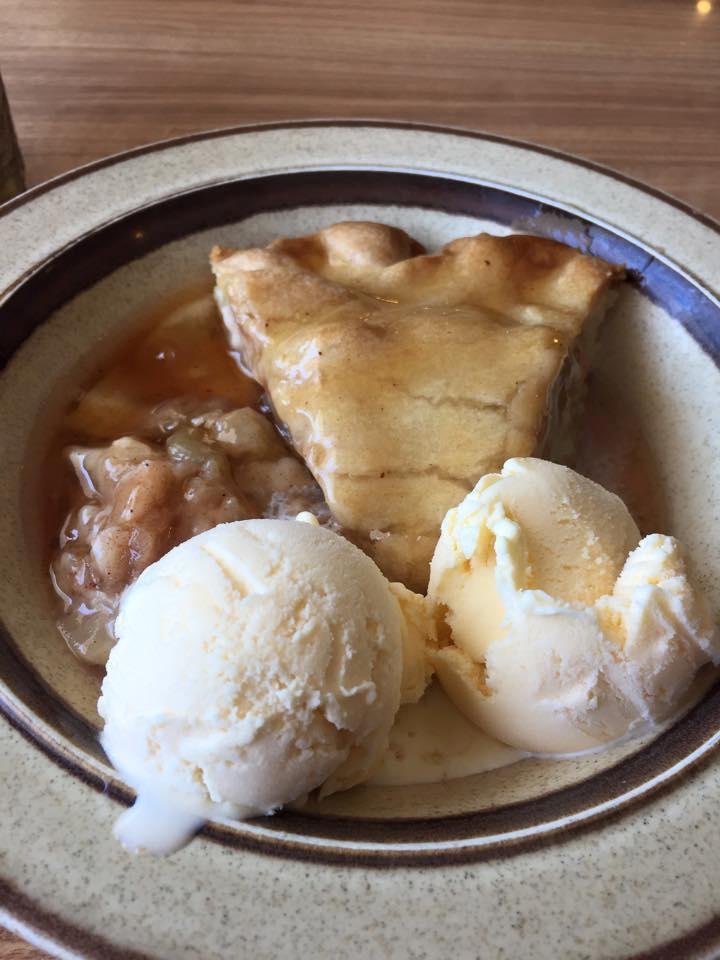 Nothing like the best !! Laws Apple Pie with ice cream & cinnamon sauce