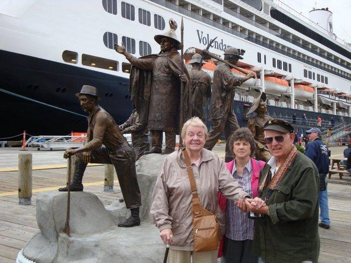 Sister Joyce, Doris & Brother-in-law Gene in front of new Ketchikan Monument