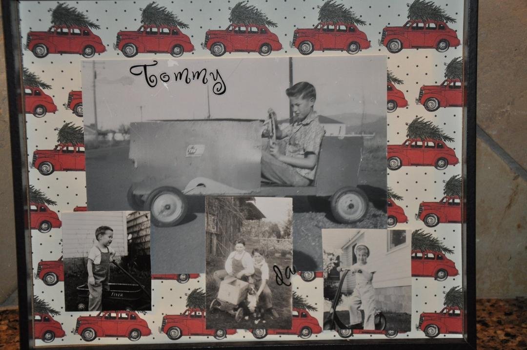 Photo of me and my dad (bottom middle photo on the right) with our race cars at about 14 years of age.