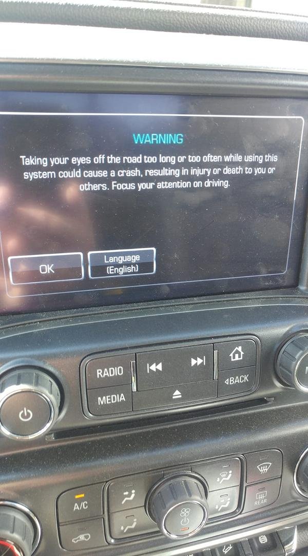 Read this warning that has popped up on my Infotainment center twice. Now, understand that it has popped up twice while I was driving down the highway not even thinking about using the infotainment system. So what does this