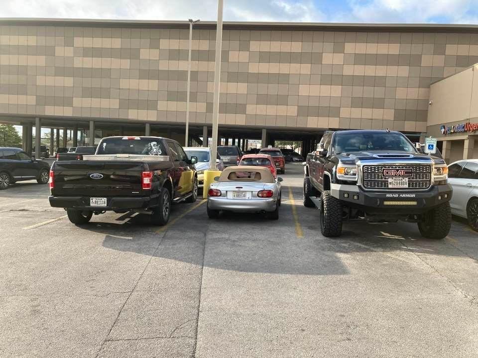 My Miata feels a little intimidated. On the freeway I can count the lug nuts on trucks. With the size of this car with the top down freeways are a little scary. But they are fun to drive.