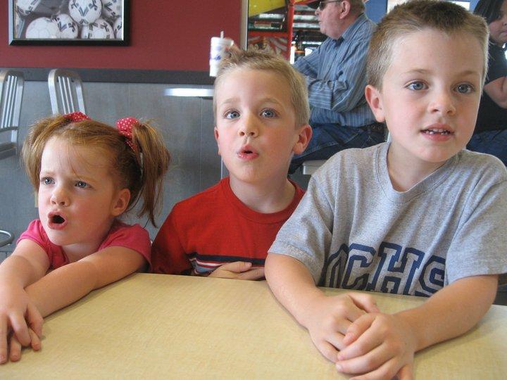 Our grandkids, Channing, Keller, and Warner at McDonald's in Amarillo, TX.
