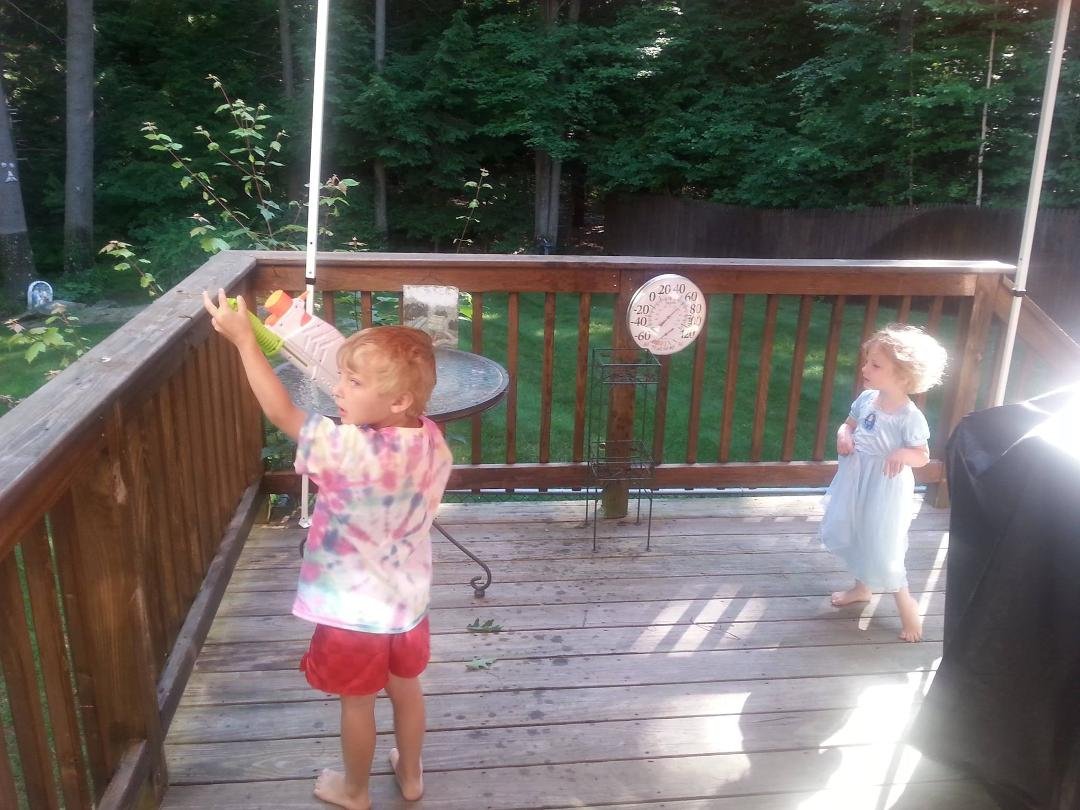 What grandkids do at 6:45 am .Got to love it