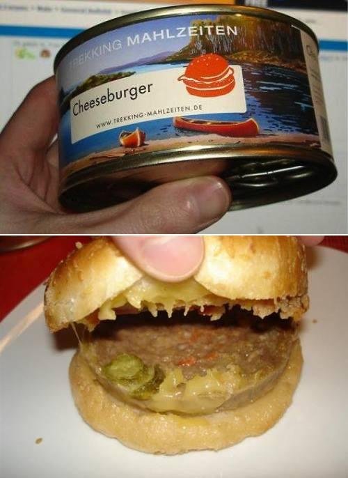 Cheeseburger in a can, yummy...................