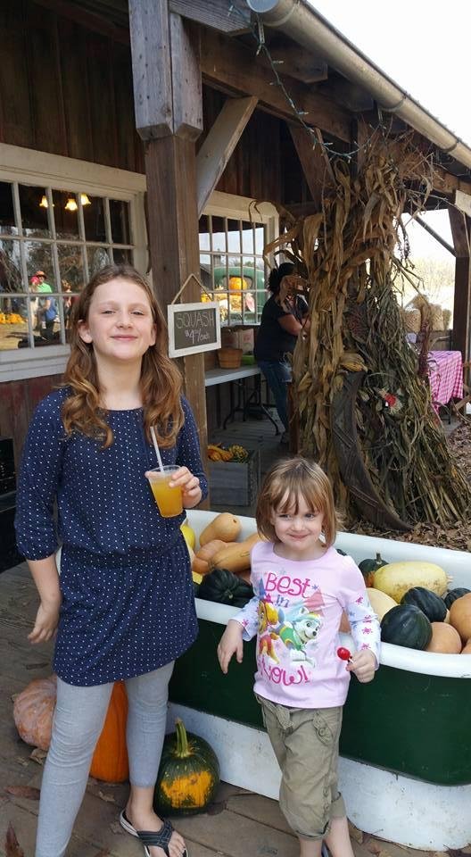 Gorgeous Day at the Red Barn Pumpkin Patch in Weston with Greta and Hattie.