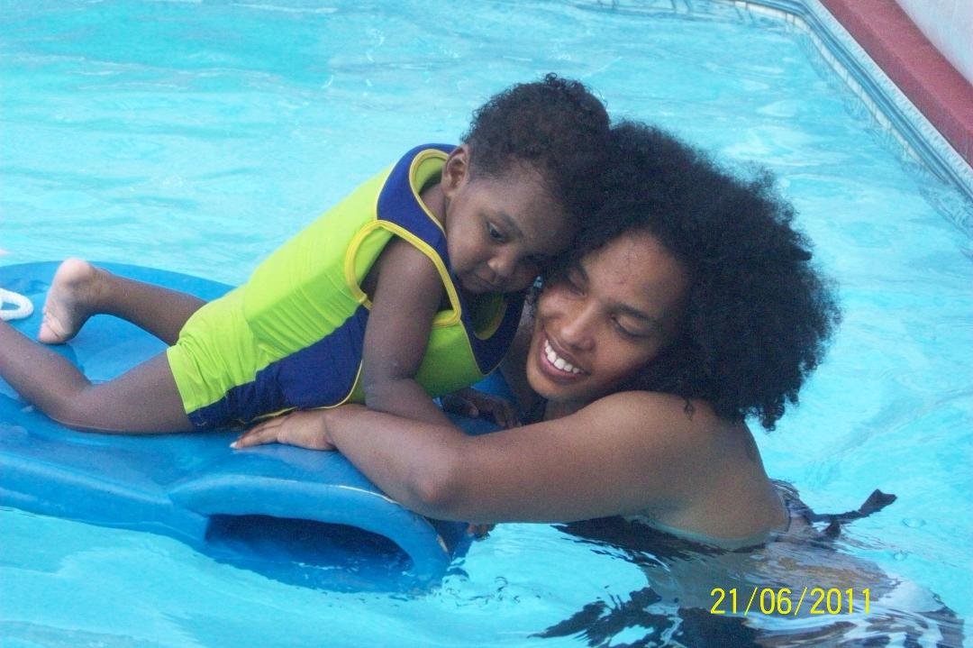 Micah and his auntie Elf.  He loves the 'wadda'.