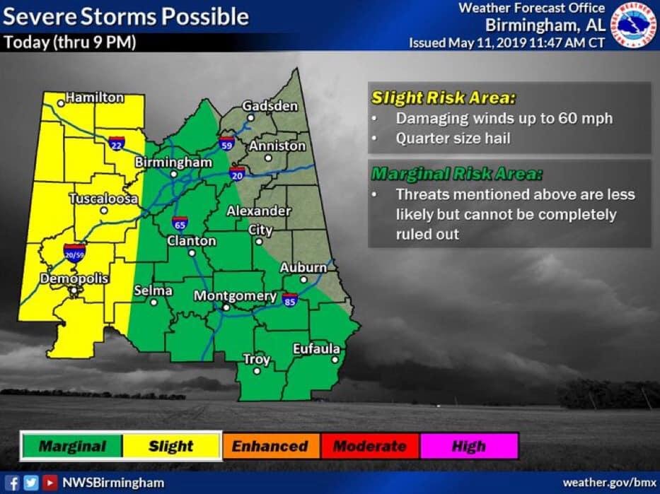 Stay alert for possible severe weather conditions this afternoon.