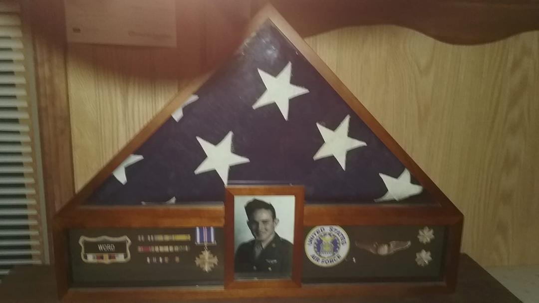 This is the flag from my uncle Buford who was a tailgunner in world war 2 and was shot down over germany