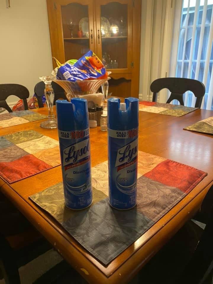 Thank God for my son, a tech, who is among the front line workers at Emory hospital! He’s working a PT job, after he leaves his FT job at Emory, and brought us some Lysol spray!!!