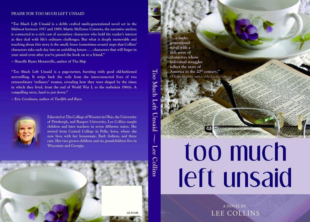 Copies of my novel Too Much Left Unsaid arrived today. The Next Chapter in Knoxville will carry it for sale. Or order from thewriteplace.biz. Amazon and Barnes and Nobel have it, too.