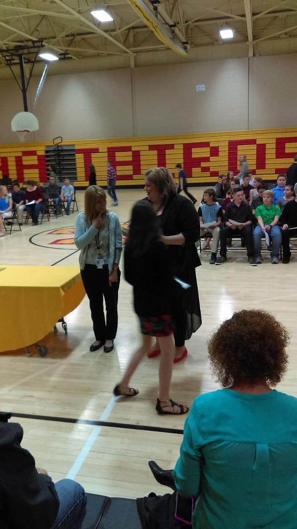 My granddaughter receiving her National Honor Society Certificate!!!