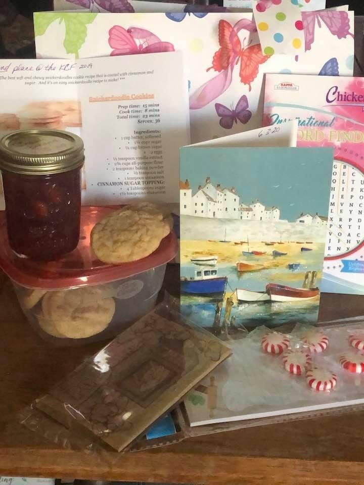 I was just sprinkled with a wonderful gift from Ruth Emfinger!!! The gift certainly made my day in a time when I need some happy things in my life!!! Ruth gave me her special prize winning Snickerdoodle cookies & strawberry