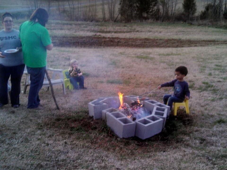 Celebrating Springtime with a wiener roast around the campfire.