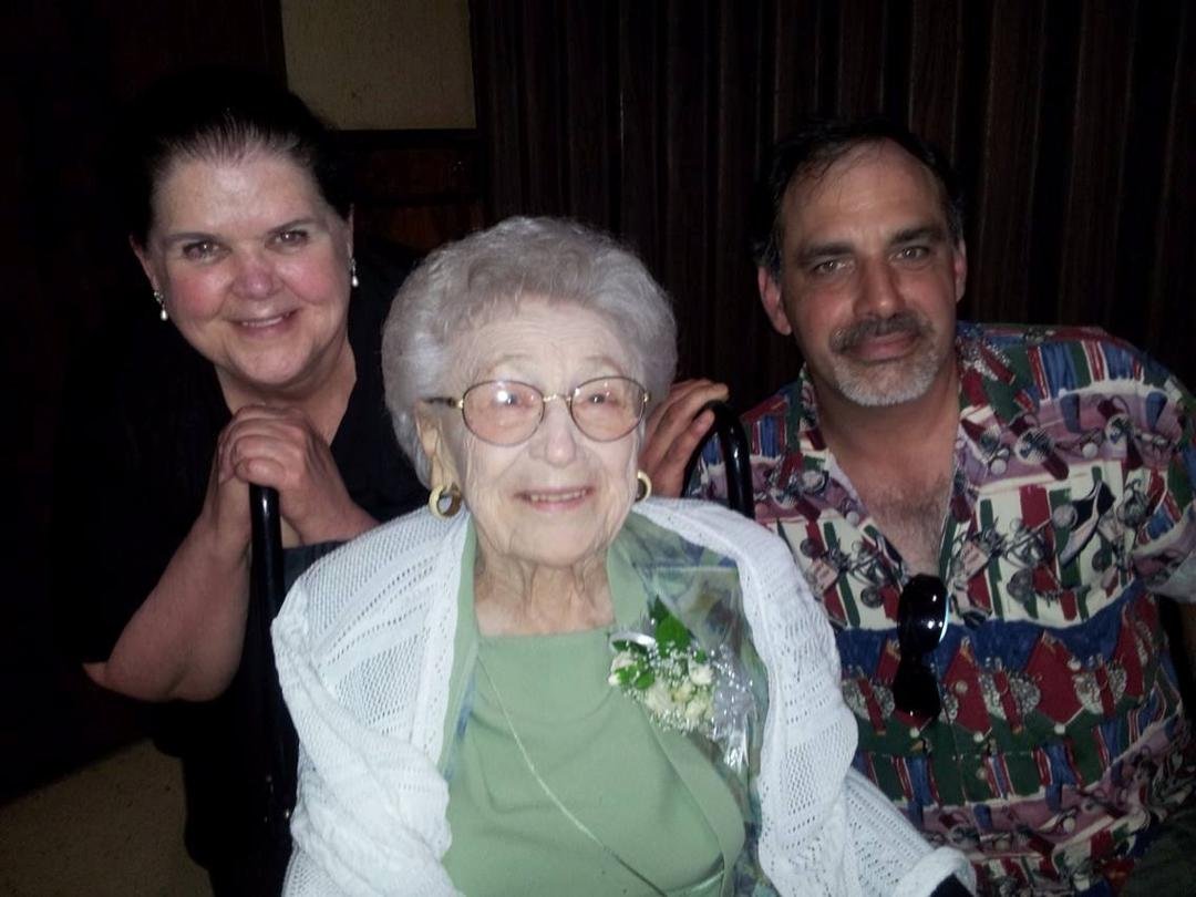 Myles & I with Teta at her 95th birthday party! Great fun & she looked beautiful!
