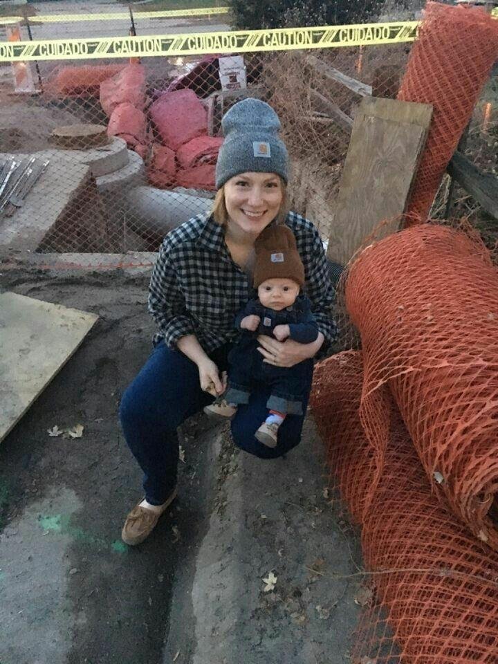 My grandson is only 7 weeks old and he's already on a construction crew...