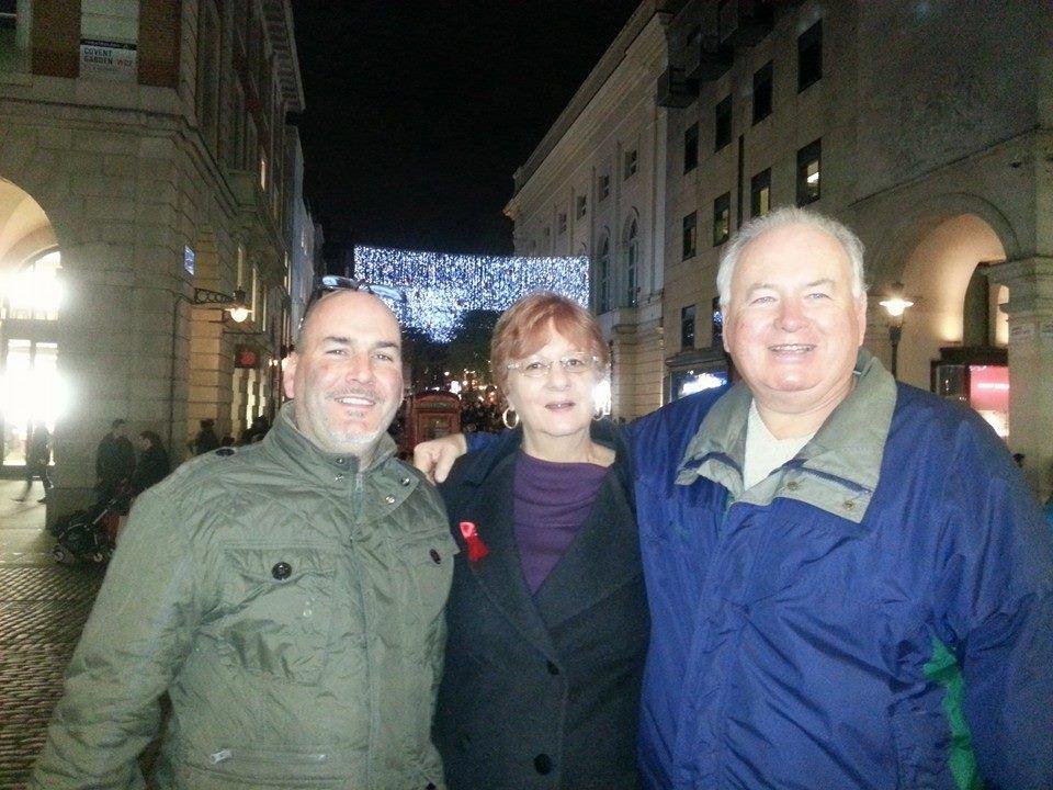 Covent Garden Christmas lights with Barbara DeCoste and Paul de Coste on Sunday evening. Picture taken by the lovely Christine. Then onward to a pub and Indian food.