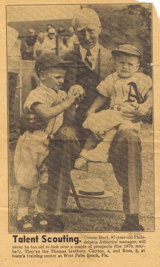 Clayton and Russel at spring training with Connie Mack