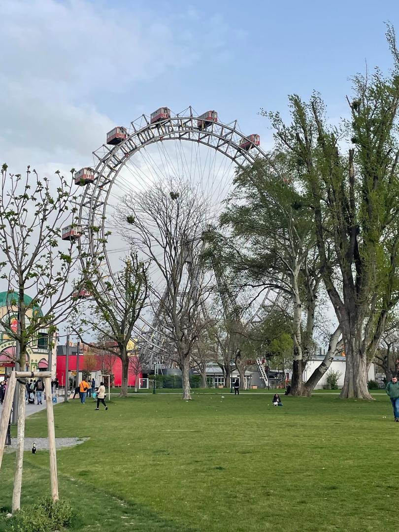This is the famous ferris wheel in the Prater of Vienna. It was made famous by the iconic movie The Third Man with Joseph Cotton and Orson Wells. The movie is set in post WWII Vienna. The movie was voted by the British Film