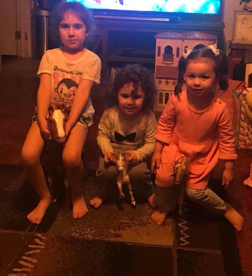 My beautiful granddaughters playing horses 🐎