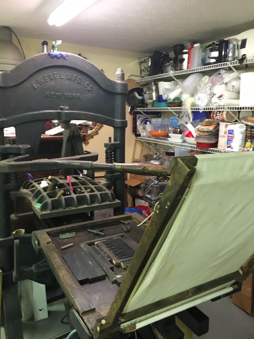 For the past fifty years I have made this Wesel press bite the paper like Victor Hammer did in his printing of The Ox Mountain Parable. A century earlier the press was printing the Louisville paper during the Civil War and 