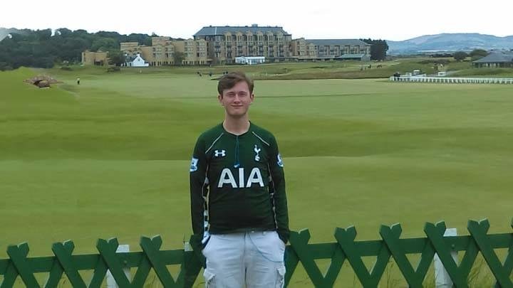 Colton at The St. Andrews Golf Course in Scotland.