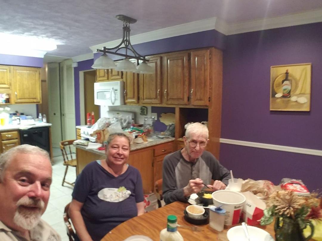 Just having a nice dinner with our Dad!
