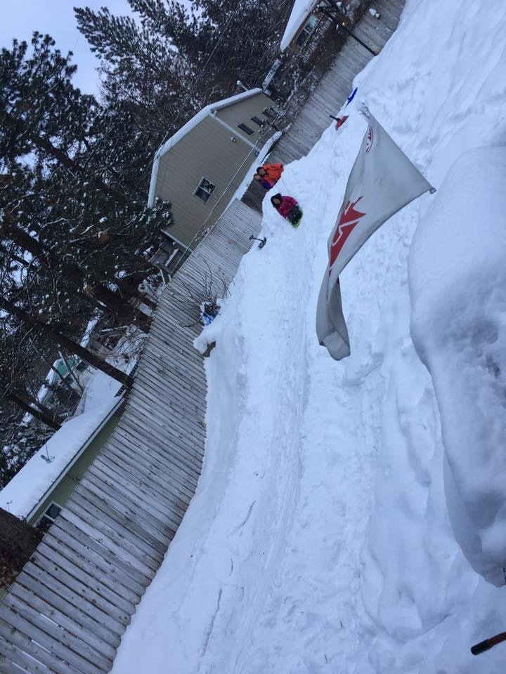 Made a sledding hill for the kids today