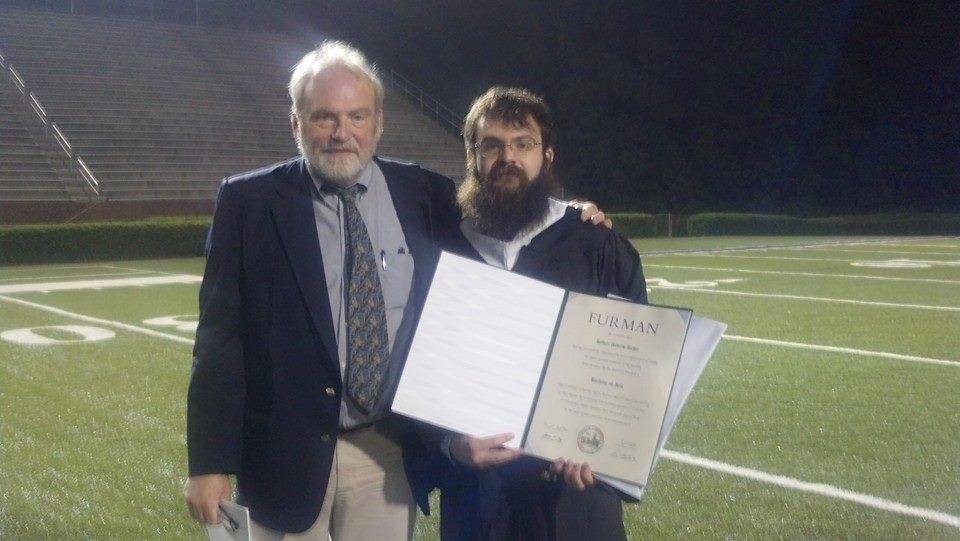 Andrew and Dad at Furman graduation.