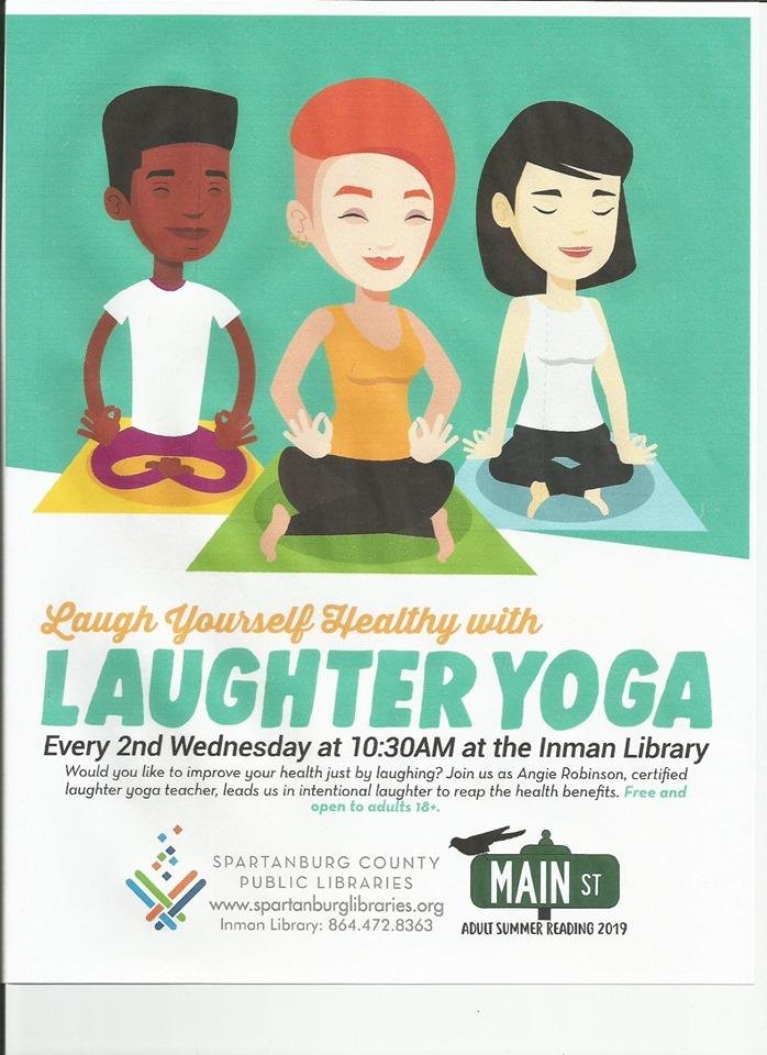Laughter class on August 14th.  No mats needed.  Just bring your smile!