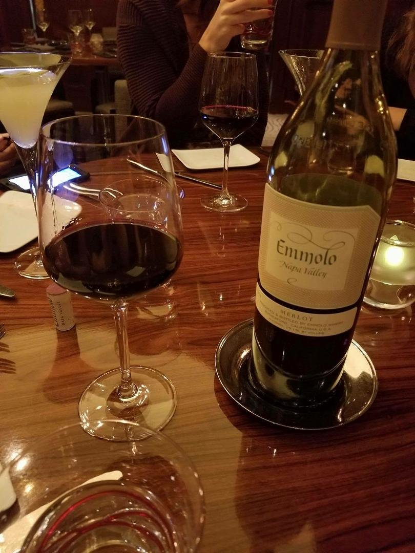 Renee Finch,  our wine with dinner, Emmole, Napa Valley, 2014 Merlot..I like it!