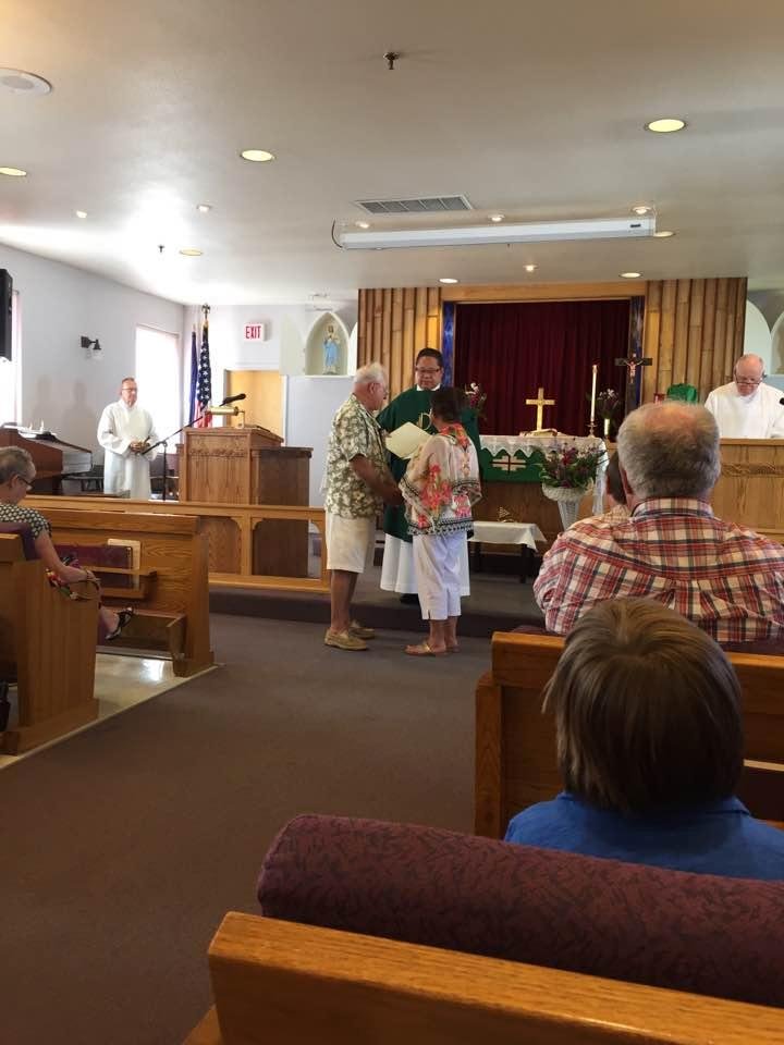 Renewing our wedding vows at the VA Catholic Chapel today